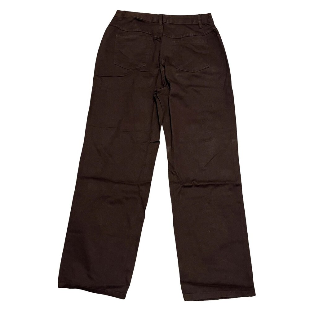 Woman Within NWOT Perfect Relaxed Cotton Jean Sz 12 Wide Brown - Picture 9 of 16